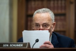 WASHINGTON, DC - SEPTEMBER 27: Senate Majority Leader Chuck Schumer (D-NY) speaks during a Senate Rules and Administration Committee hearing titled "AI and The Future of Our Elections" on Capitol Hill September 27, 2023 in Washington, DC. The hearing focused on what effect Artificial Intelligence can have on the 2024 election and future elections in America.