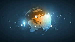 Image of security locks orbiting Earth